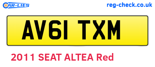 AV61TXM are the vehicle registration plates.
