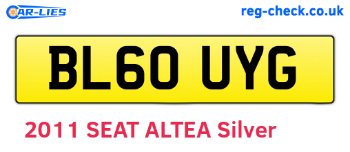 BL60UYG are the vehicle registration plates.