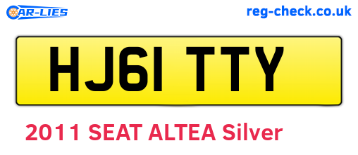HJ61TTY are the vehicle registration plates.
