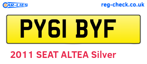 PY61BYF are the vehicle registration plates.