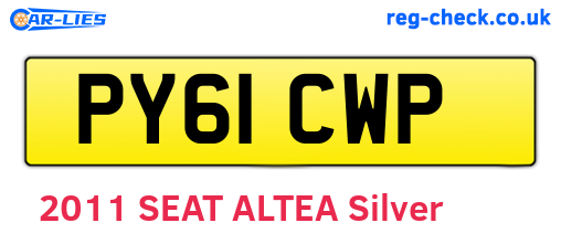 PY61CWP are the vehicle registration plates.