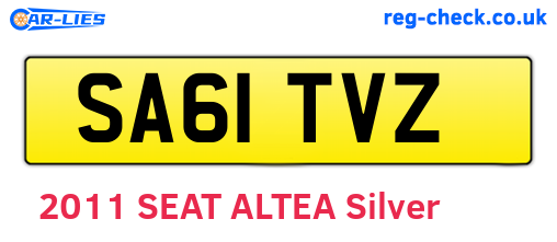 SA61TVZ are the vehicle registration plates.