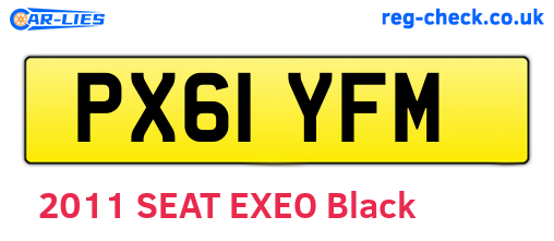 PX61YFM are the vehicle registration plates.