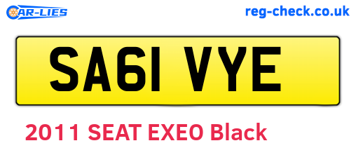 SA61VYE are the vehicle registration plates.