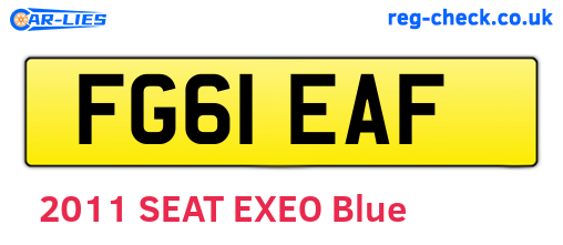 FG61EAF are the vehicle registration plates.