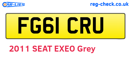 FG61CRU are the vehicle registration plates.