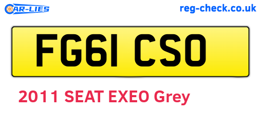 FG61CSO are the vehicle registration plates.