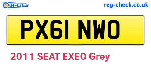 PX61NWO are the vehicle registration plates.