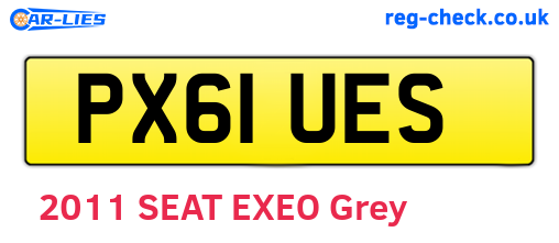 PX61UES are the vehicle registration plates.