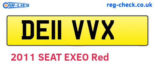 DE11VVX are the vehicle registration plates.