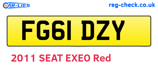 FG61DZY are the vehicle registration plates.