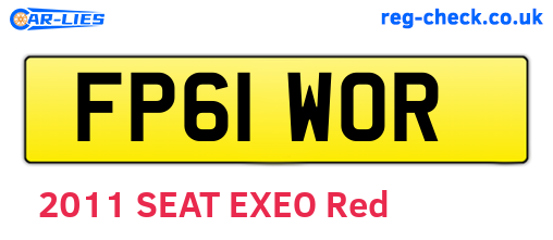 FP61WOR are the vehicle registration plates.