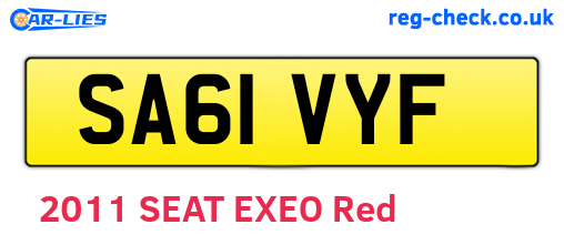SA61VYF are the vehicle registration plates.