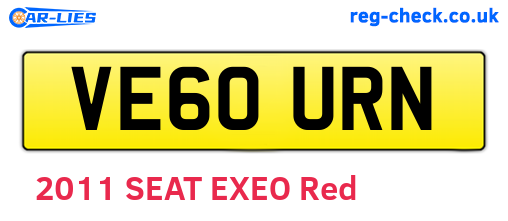VE60URN are the vehicle registration plates.