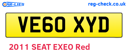 VE60XYD are the vehicle registration plates.