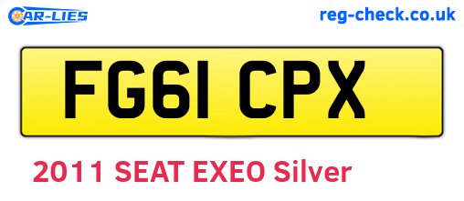FG61CPX are the vehicle registration plates.