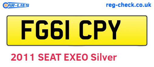 FG61CPY are the vehicle registration plates.