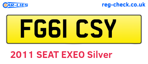 FG61CSY are the vehicle registration plates.