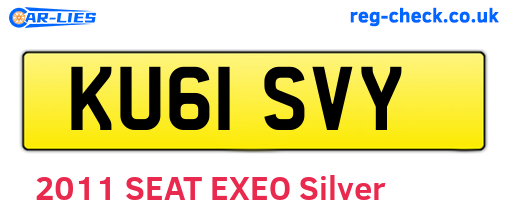 KU61SVY are the vehicle registration plates.