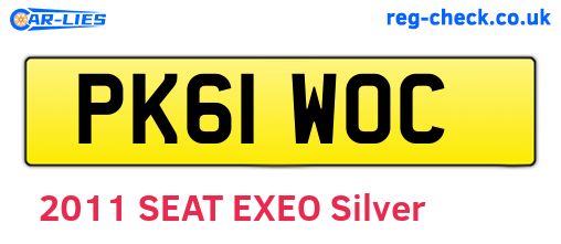 PK61WOC are the vehicle registration plates.