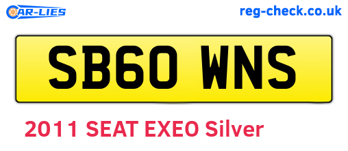 SB60WNS are the vehicle registration plates.
