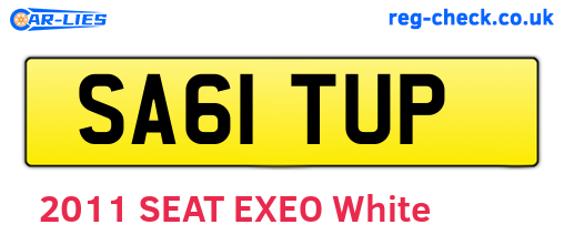SA61TUP are the vehicle registration plates.