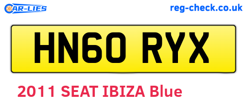 HN60RYX are the vehicle registration plates.