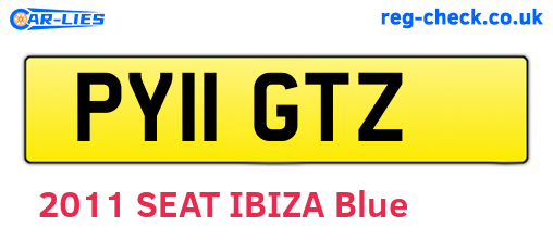 PY11GTZ are the vehicle registration plates.
