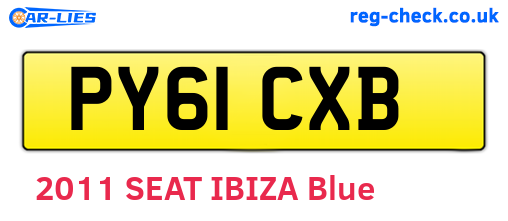PY61CXB are the vehicle registration plates.