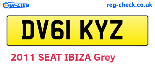 DV61KYZ are the vehicle registration plates.