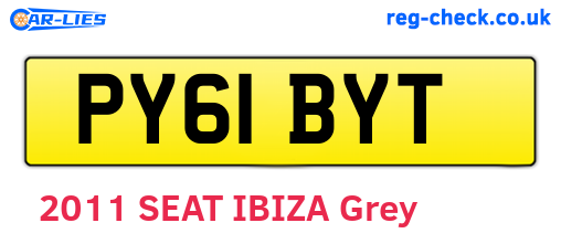 PY61BYT are the vehicle registration plates.