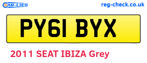 PY61BYX are the vehicle registration plates.