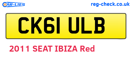 CK61ULB are the vehicle registration plates.