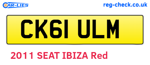 CK61ULM are the vehicle registration plates.