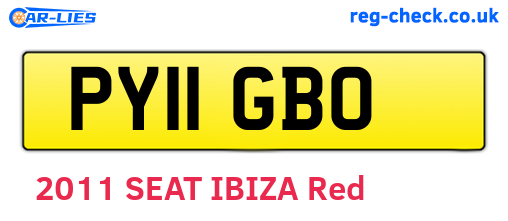 PY11GBO are the vehicle registration plates.