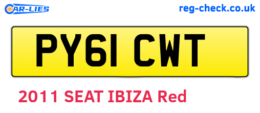 PY61CWT are the vehicle registration plates.