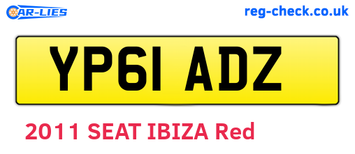 YP61ADZ are the vehicle registration plates.