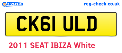 CK61ULD are the vehicle registration plates.