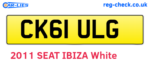 CK61ULG are the vehicle registration plates.