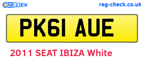 PK61AUE are the vehicle registration plates.