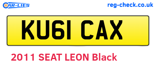 KU61CAX are the vehicle registration plates.