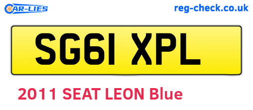 SG61XPL are the vehicle registration plates.