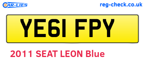 YE61FPY are the vehicle registration plates.