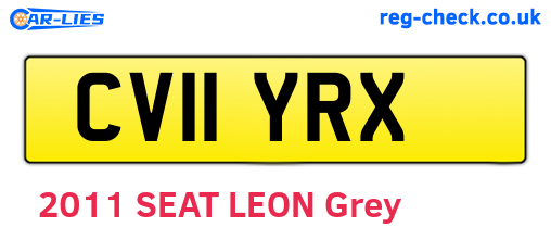 CV11YRX are the vehicle registration plates.