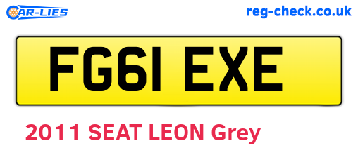 FG61EXE are the vehicle registration plates.
