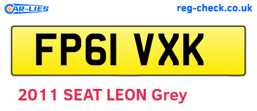 FP61VXK are the vehicle registration plates.