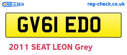 GV61EDO are the vehicle registration plates.