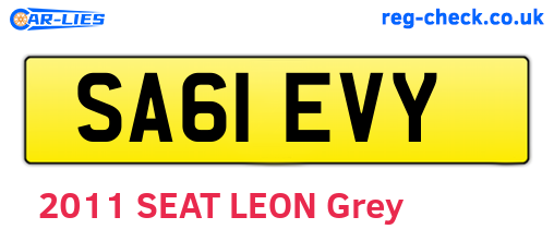 SA61EVY are the vehicle registration plates.