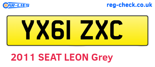 YX61ZXC are the vehicle registration plates.