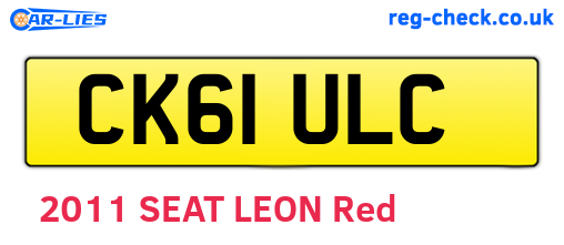 CK61ULC are the vehicle registration plates.